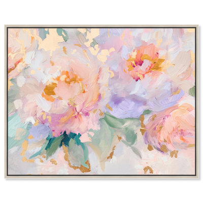 Art abstrait, toile abstraite florale lumineuse, crépuscule fleur de pêcher
