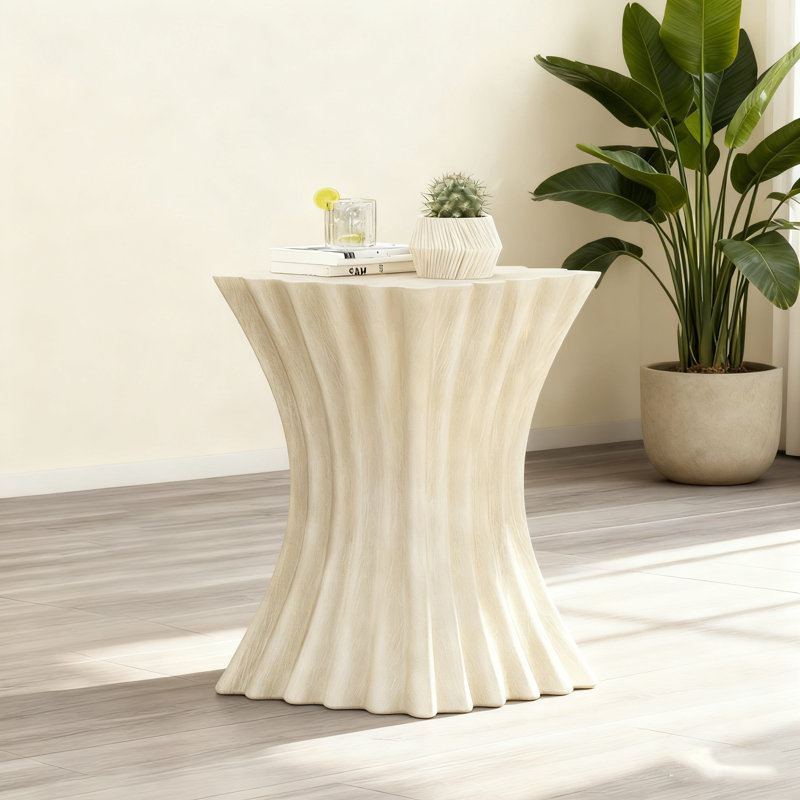 Table d'appoint d'extérieur, table de bout Wave Design, table d'appoint décorative, tabouret de jardin en béton léger pour patio