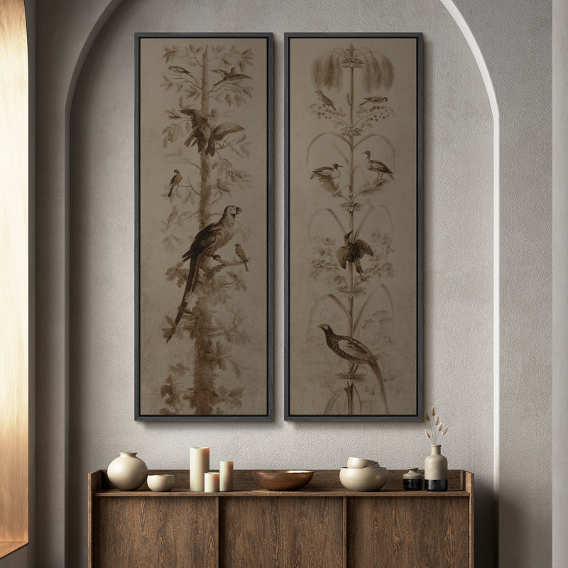«Vintage Landscape Wall Art», ensemble de 2 toiles encadrées 20 x 60 pouces, Noir