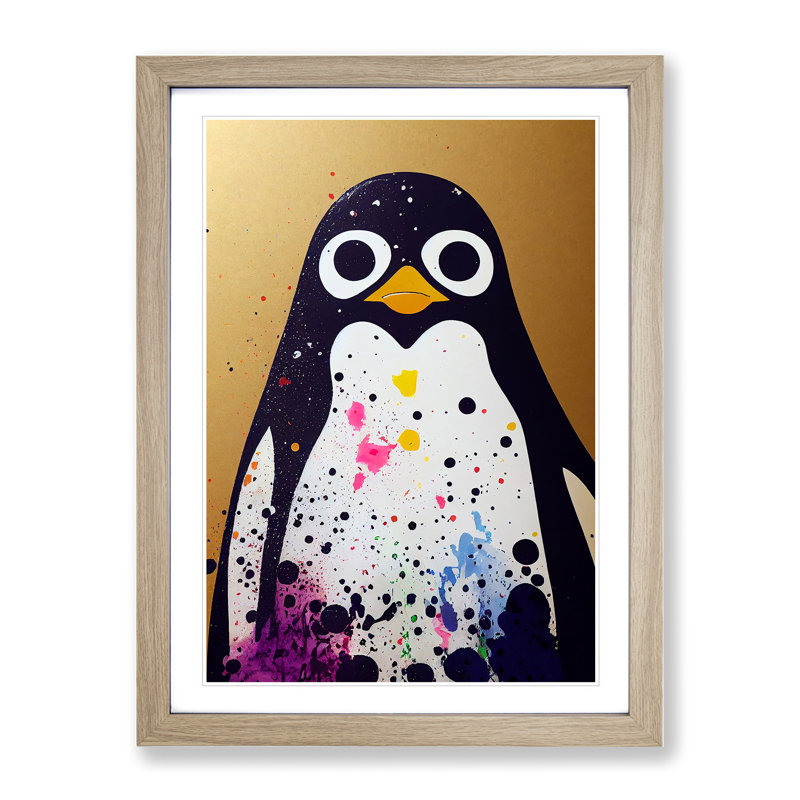 Penguin No.3 - Framed Print, 64cm H x 46cm W x 2cm D, Oak