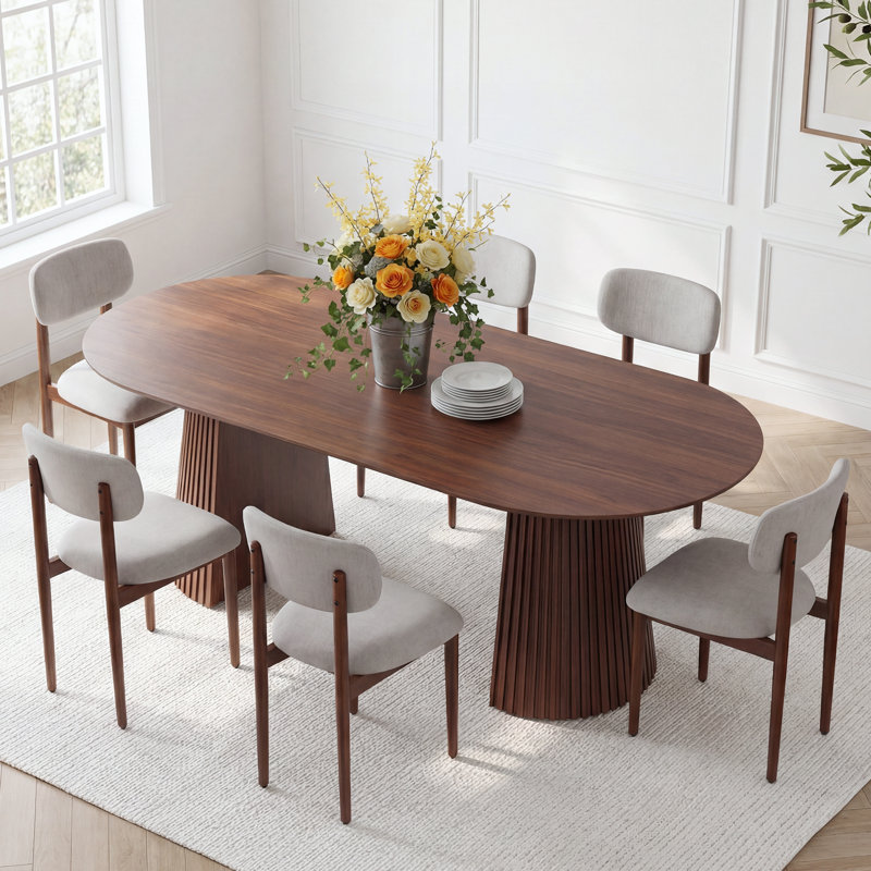 Ensemble repas pour 6 personnes Hulse, Gris, Chêne