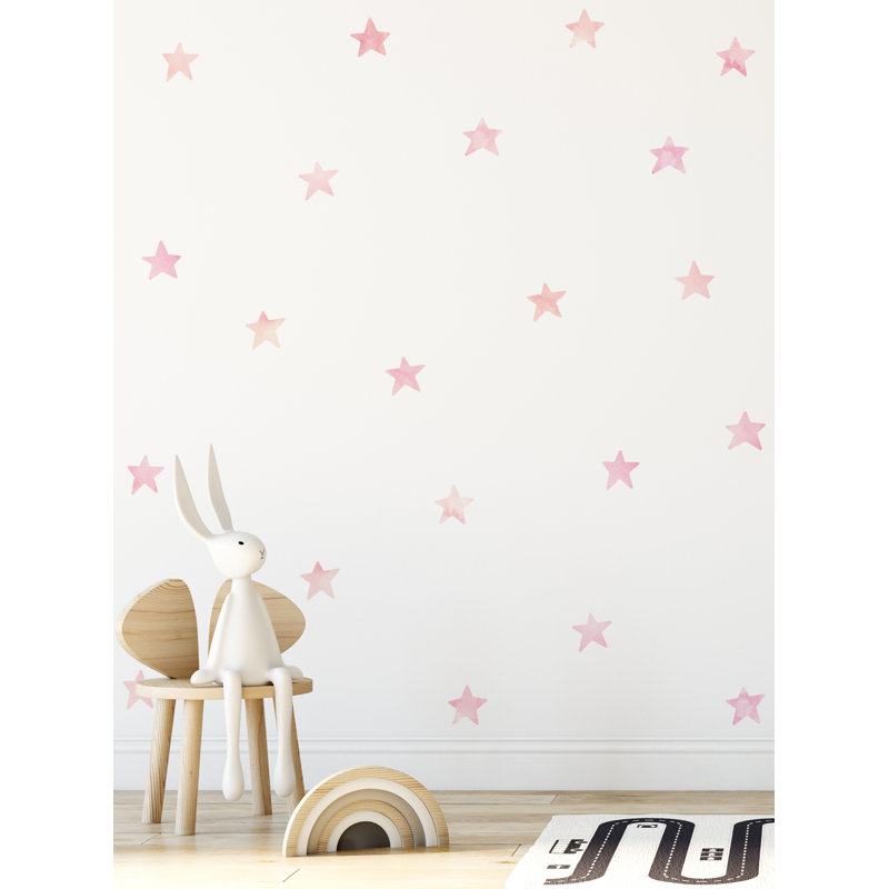 Autocollants muraux étoiles aquarelles, Corail rose