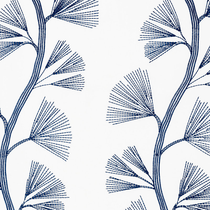 Tissu de broderie Ginkgo, Marin