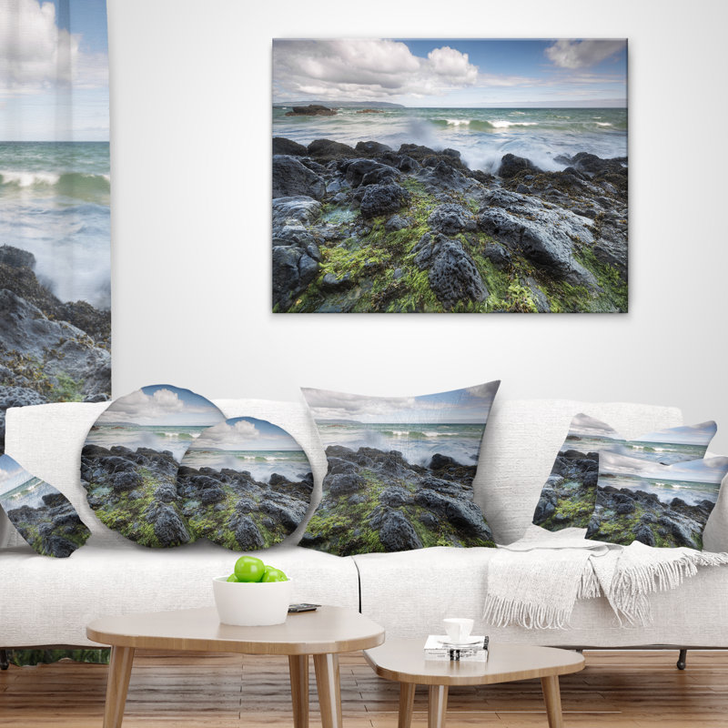 Housse et insert de coussin rectangulaire Rocky North Ireland Seashore