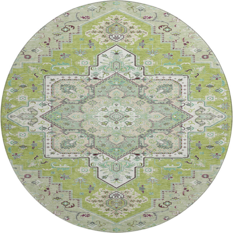 Premium Machine Washable Cossette AMF1036 Oriental Rug, Round 8'