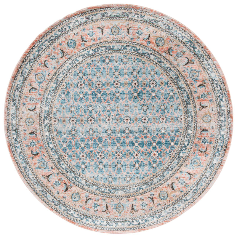 Tapis bleu / rose Kendleshire, Rond 6 pi 7 po
