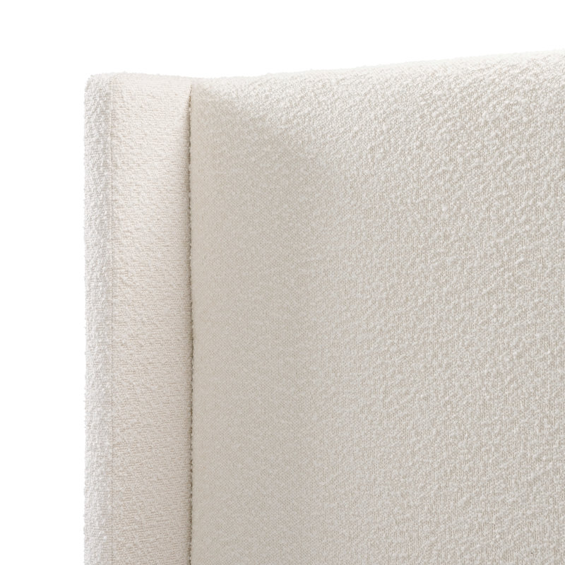 Lit plateforme tapissier Reinette, Double, White Boucle