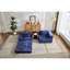 Lit de compression bleu foncé, convertible 2 places au sol avec cadre à forme fixe, tissu chenille, modulaire à monter soi-même pour petits espaces, lit sans ossature pour appartements
