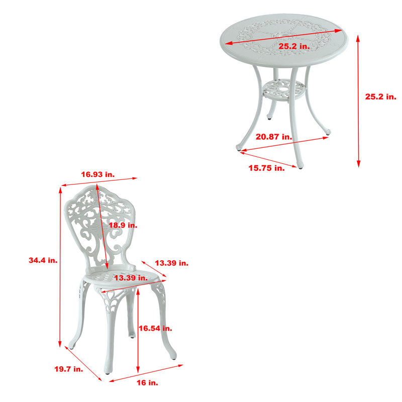 Miller 2 - Person Patio Dining Set with Round Table, White