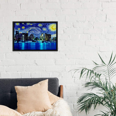 " Boston, Massachusetts Starry Night Skyline "