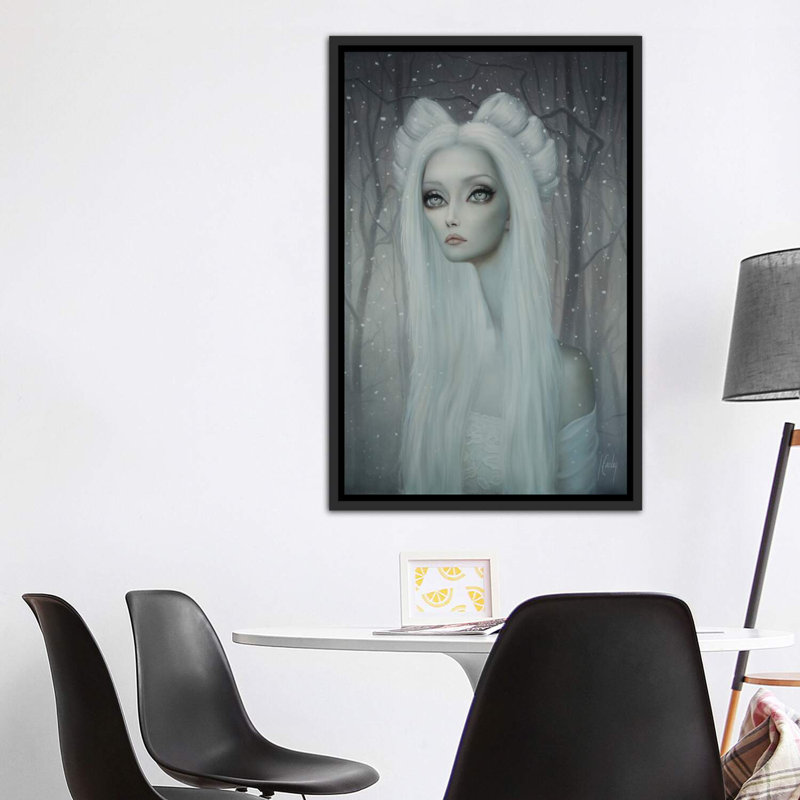 Angela par Inconnu - reproduction d'art, H 60 po x l 40po x P 1,5 po, Toile avec cadre noir patiné