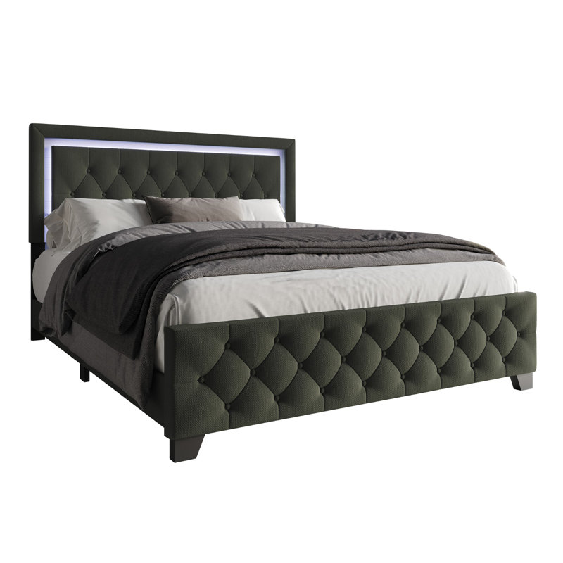 Lit tapissier standard Brookneal, Gris foncé, Grand
