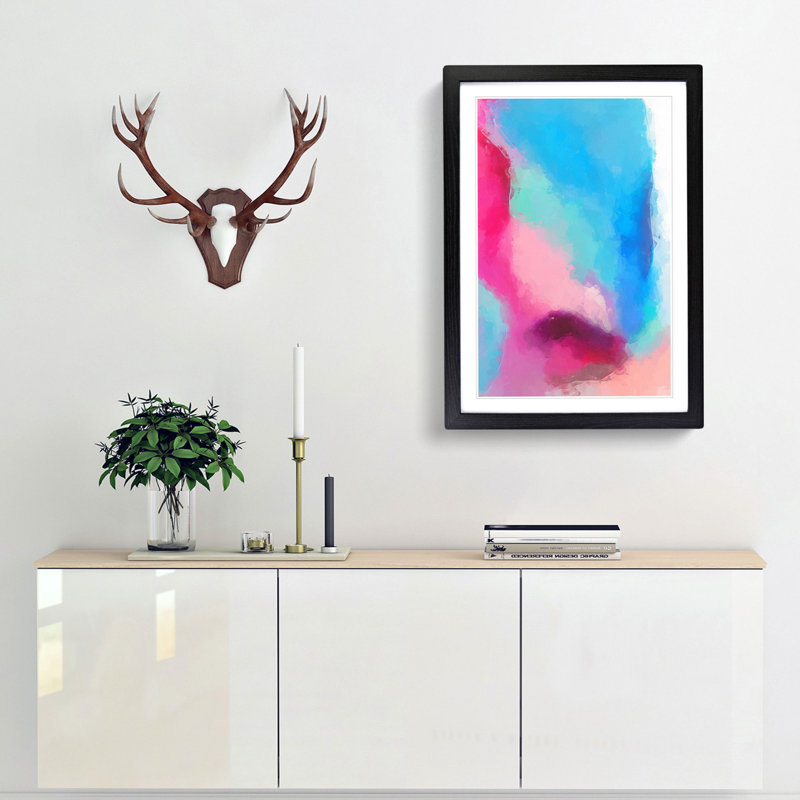 Fusion of Colour in Abstract - Picture Frame Painting Print, 36cm H x 27cm W x 2cm D, Black Framed