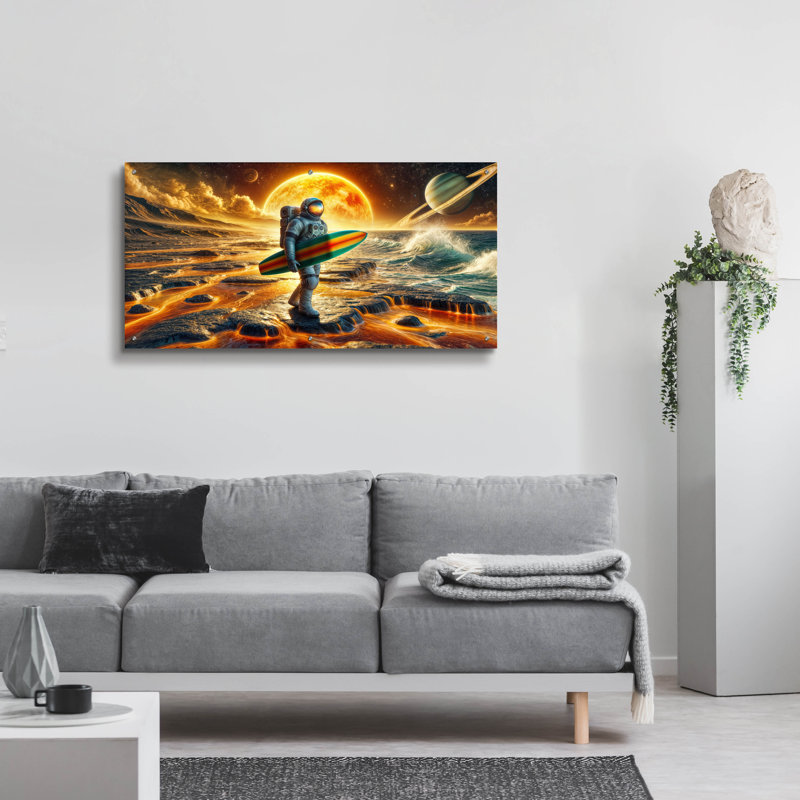 «Explore And Surf» par Rey Klimt, art mural en verre acrylique, H 24 po x l 48 po
