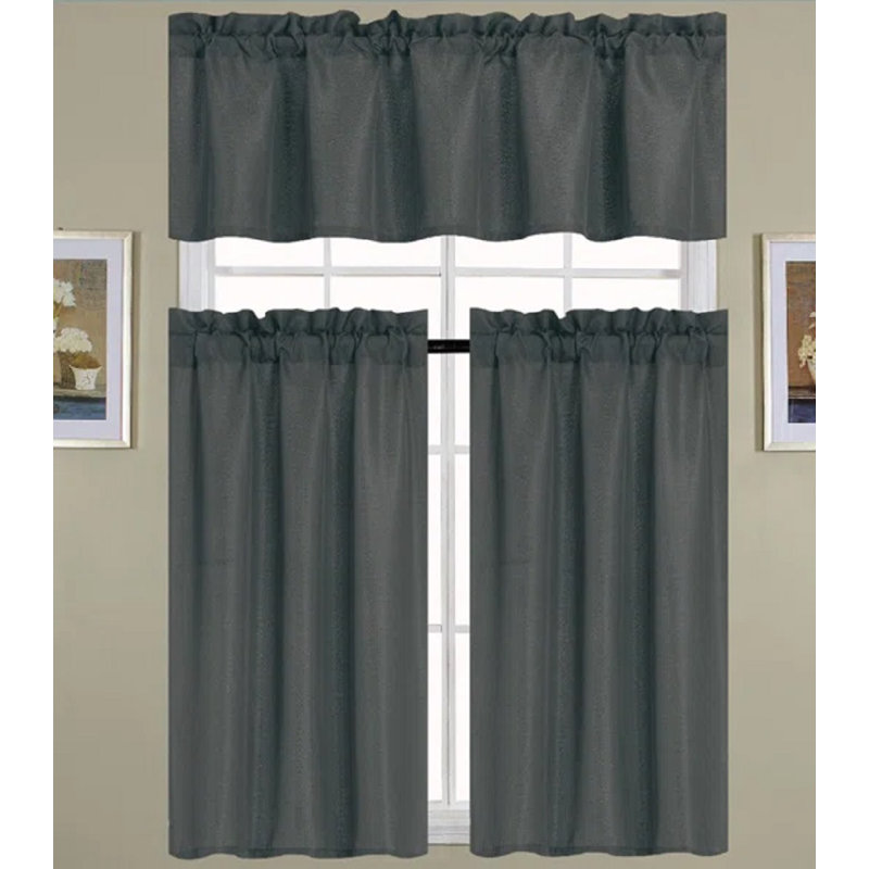 Yavonna Tailored Kitchen Curtain, Charcoal