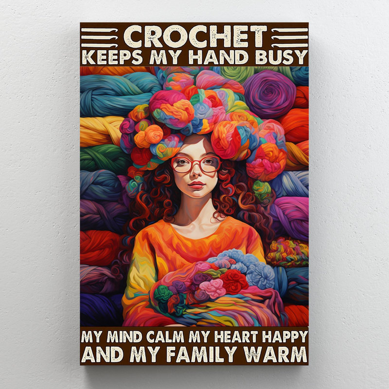 Crochet «Keeps My Hand Busy» - 1 pièce Gra Crochet Keeps My Hand Busy sur toile, H 36 po x l 24 po x P 1,25 po