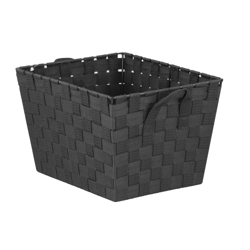 Panier en tissu à sangle moyenne, H 8 po x l 12 po x P 10 po, Noir