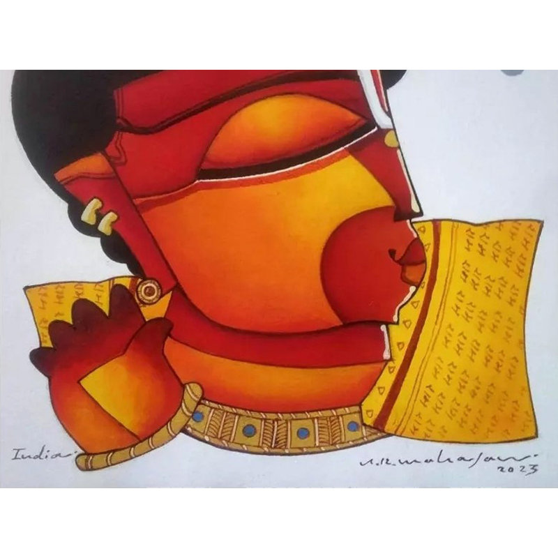 Méditation du dieu Hanuman - dévot de bélier | Acrylique sur papier | Par Arvind Mahajan