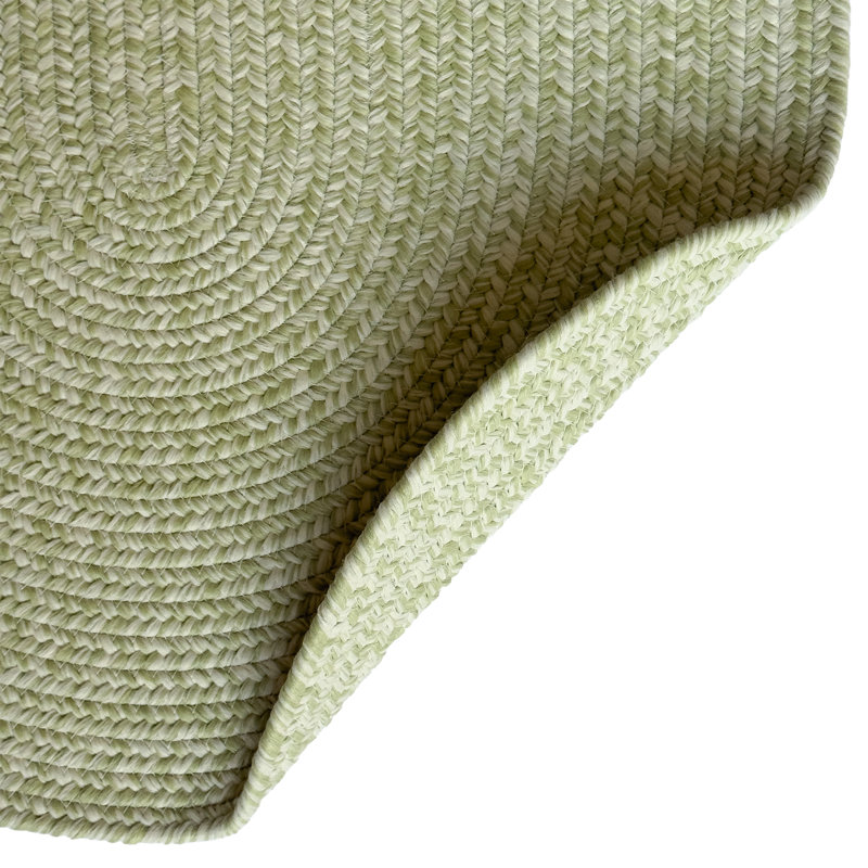 Tapis d'extérieur uni tressé Nautical Tweed, Vert moyen, Oval 2'3" x 9'