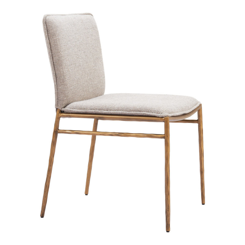 Chaise d'appoint de salle à manger rembourrée beige et dorée
