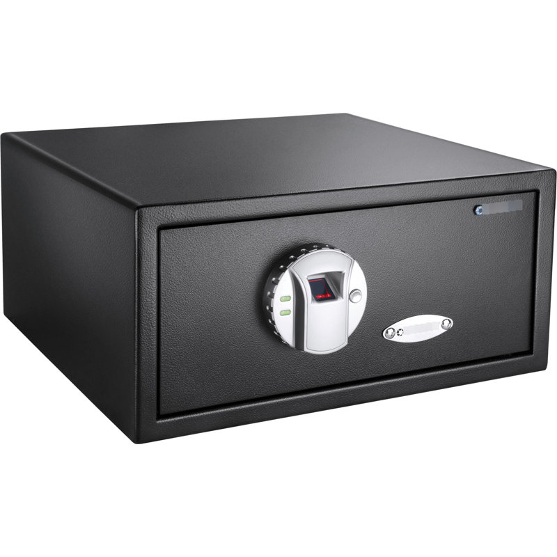 Armoire de sécurité biométrique 0,79 pi cu, accès rapide aux empreintes digitales, 120 utilisateurs, noir, acier, -, fonction silencieuse, clés d'urgence disponibles, étui de rangement, fonction avancée, fonctionnement, clé