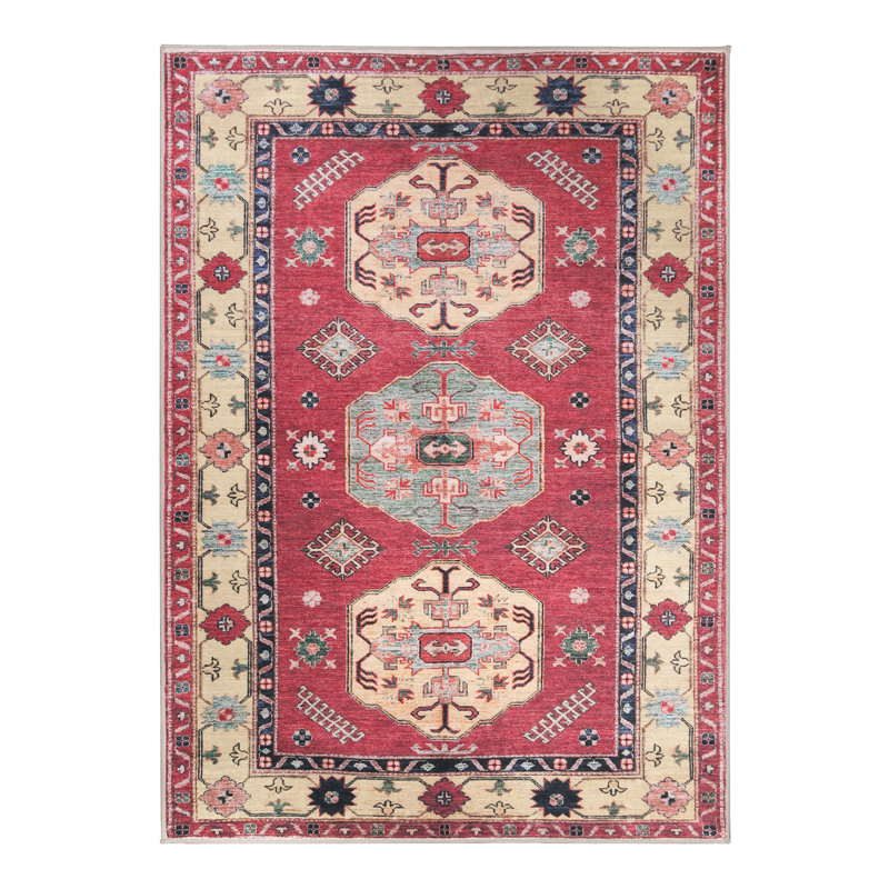 Shary Coral Performance Flatweave Washable Oriental Indoor Rug, Rectangle 5' x 7'