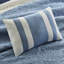 Courtepointe double / grand 7 pièces avec coussins décoratifs et taies décoratives européennes - bleu marine, motif à médaillon, bordure réversible de couleur unie, microfibre