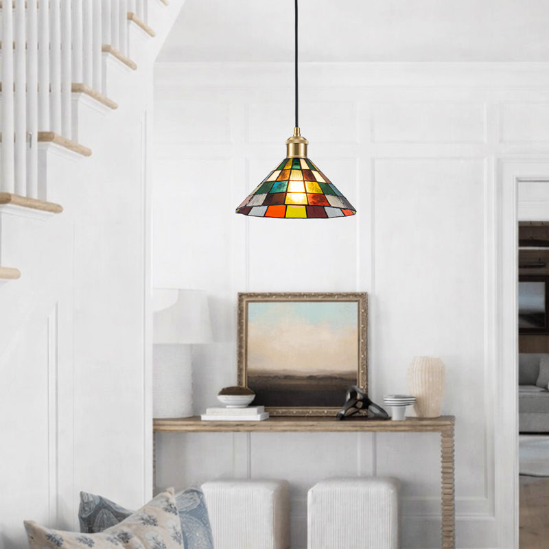  Mini luminaire suspendu en verre Modern Tiffany