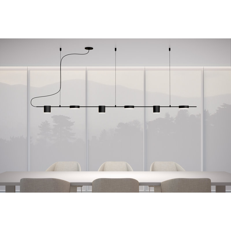 Sleek Satin Black Aluminum 6-Light LED Linear Pendant