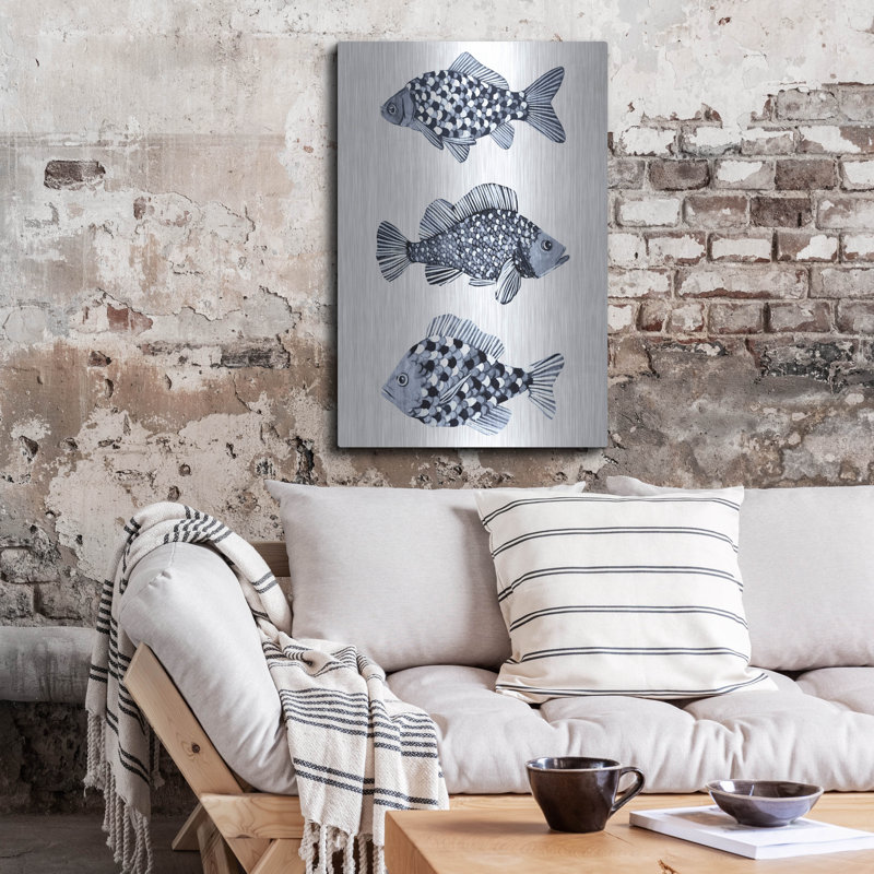  «Blue Fish 2» par Emma Scarvey, art mural en métal, 24 po x 36 po, H 36 po x l 24 po