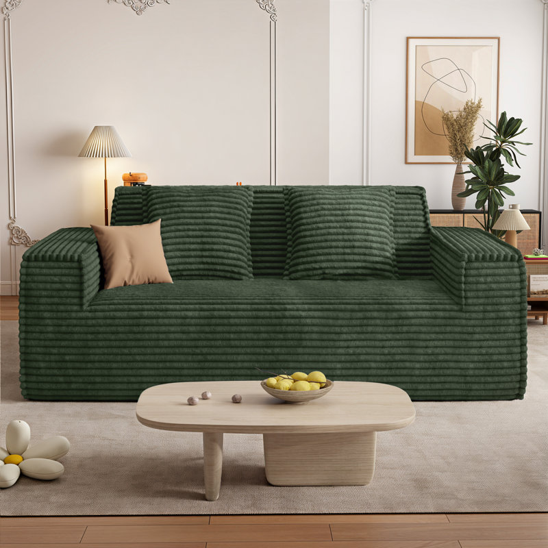 2 Seater Corduroy Loveseat, Green