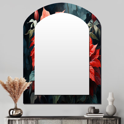 Rouge rouge, fleur de poinsettia Fusion - miroir mural arquée Poinsettias