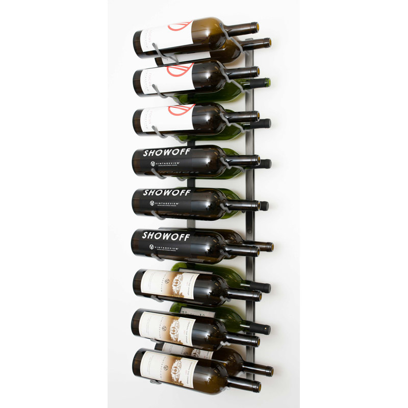18 Bottle Wall Mounted Wine Bottle Rack Black, Brushed Nickel