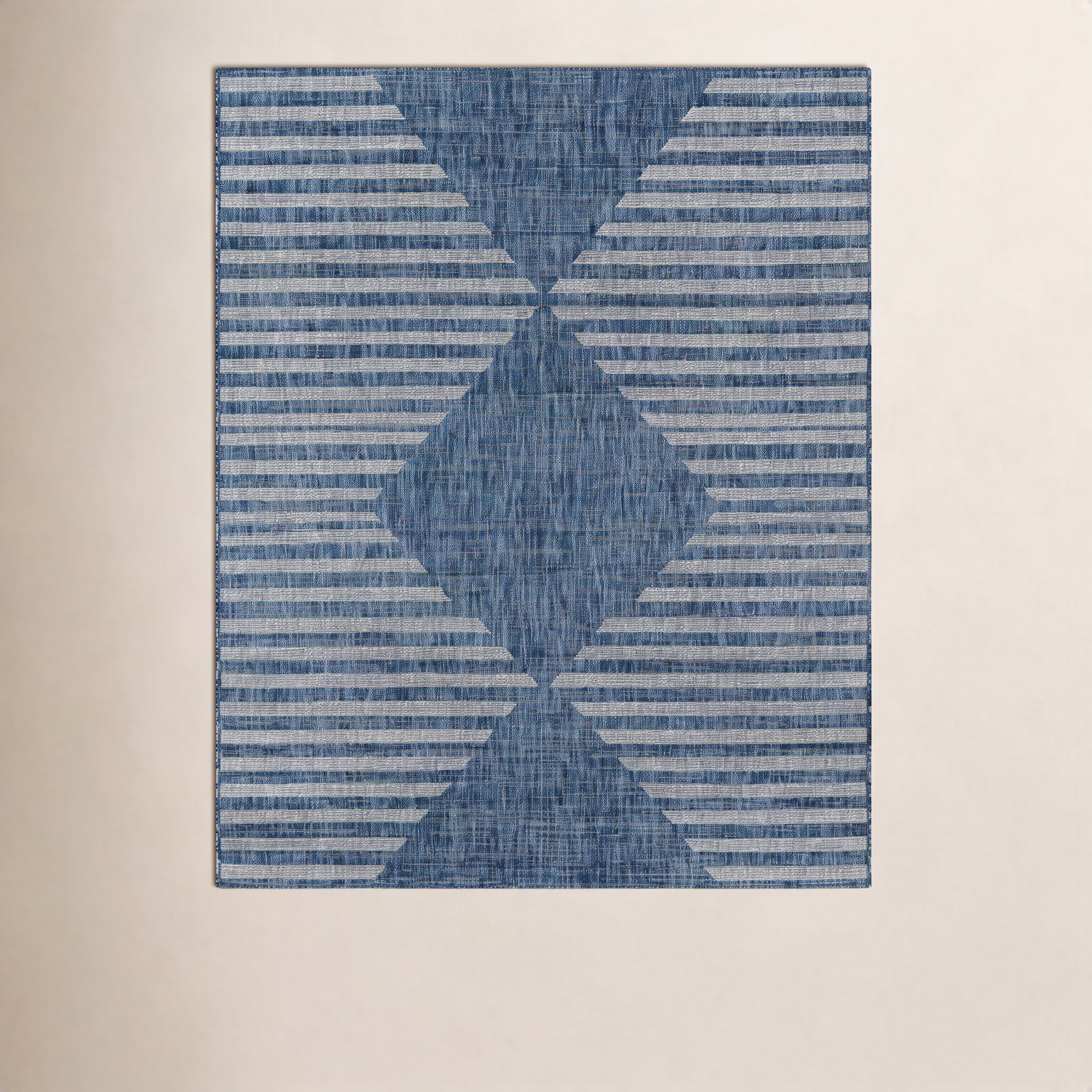 Blue Geometric Outdoor Rug, Rectangle 2' x 3'