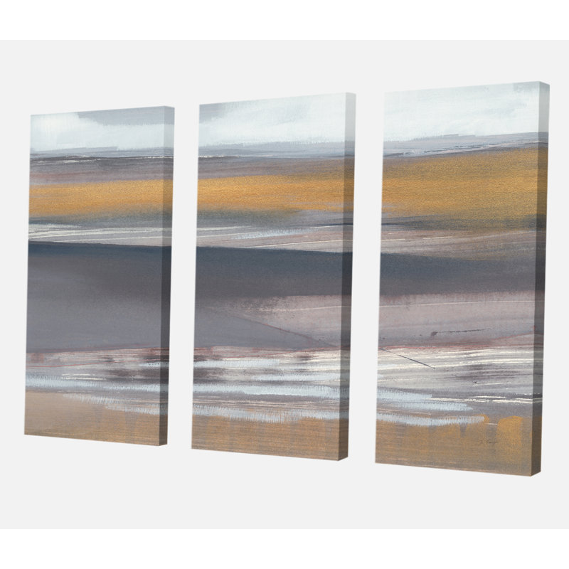 « misty gray beach », reproduction d’image multi-pièces sur toile, H 28 po x l 36 po x P 1 po