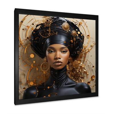 Or africain demi-cercles or harmonie II - femme afro-américaine, art mural