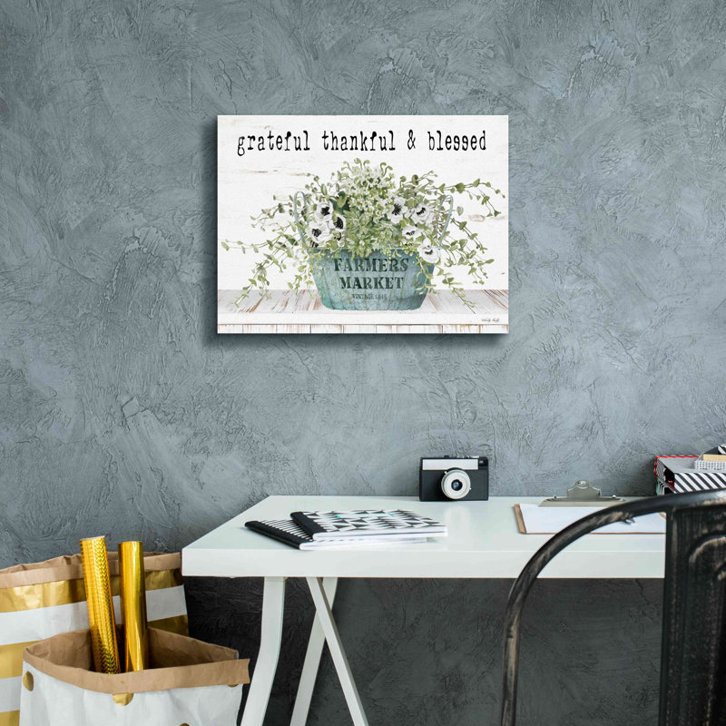«Grateful Thankful & Blessed» par Cindy Jacobs, art mural sur toile, L 16 po x H 12 po x P 0,75 po