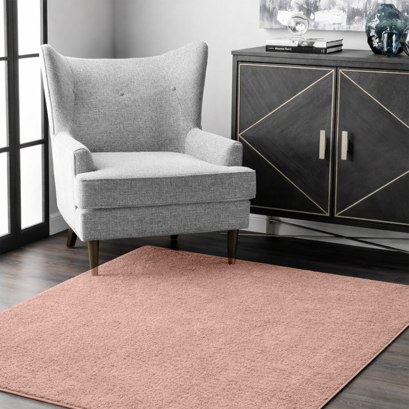 Luxury Pashmina Rug High Low Pile Bedroom Carpet , Light Pink, 120x170 cm