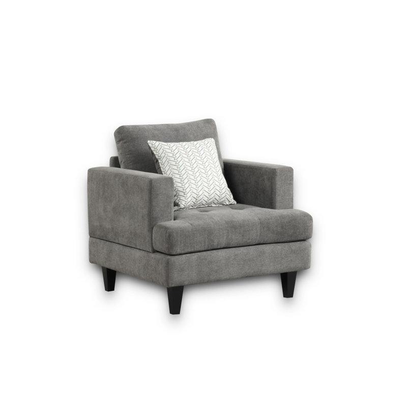 Chaise en chenille l 34,5 po avec coussin décoratif Borges