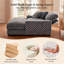 Chaise longue surdimensionnée en velours côtelé avec dossier réglable, station de charge intégrée, porte-gobelet et coussin décoratif-943835390