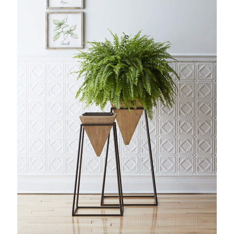 Ensemble de pot de fleurs en bois 2 pièces Cosimo
