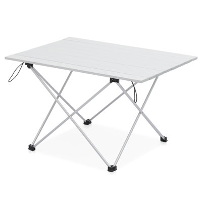 Aluminum Foldable Camping Table, Portable Folding Camp Table with Fold Up Tabletop and Carrying Bag