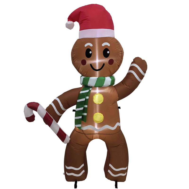 Lighted Inflatable Gingerbread Man Outdoor Christmas Decoration - 5'
