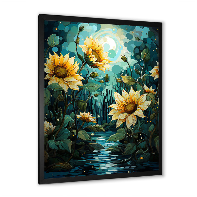 Tournesols méticuleusement sur toile, Cadre photo noir simple, H 40 po x l 30 po x P 1,5 po