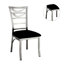 2 chaises de salle à manger, métal argenté, housse de siège en microfibre noire, dossier, 2 sièges robustes,