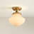 Modern Semi-Flush Mount – Metal, Glass & Gold, Ivory White Schoolhouse 1-Light Hardwired Dimmable Ceiling Light for Bathroom or Hallway in Transitional, Traditional, and Contemporary Style