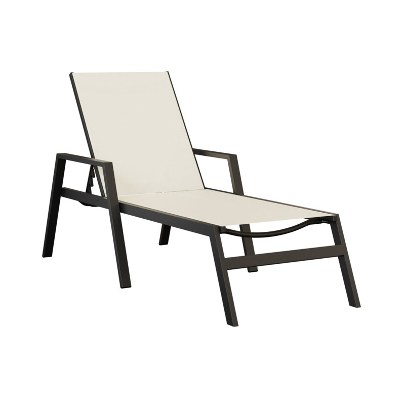 Chaise longue en aluminium noir mat Berlin, White, Noir mat