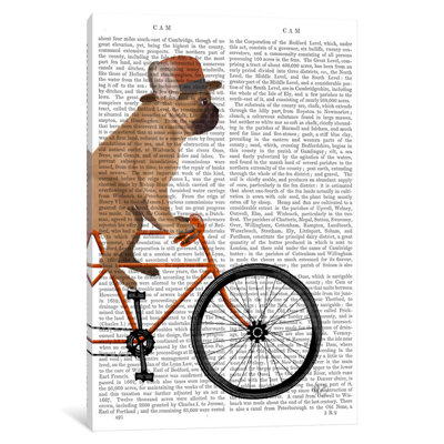 Impression sur toile tendue Fab Funky «French Bulldog on vélos on print»