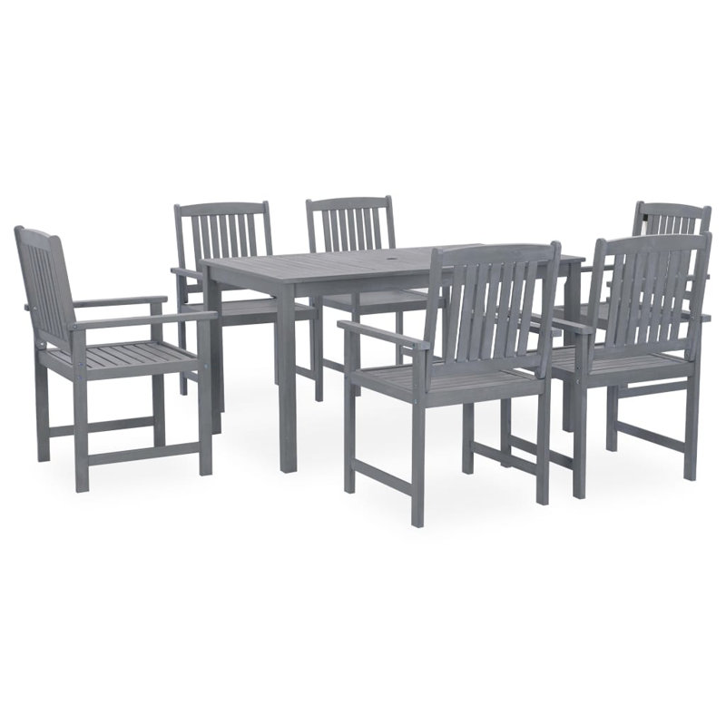  Table et chaise d'extérieur en bois d'acacia massif gris standard, 6