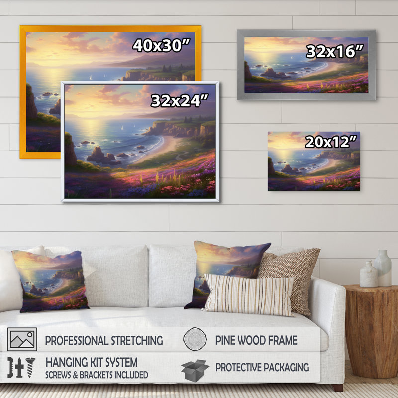 Seaside Paradise II, reproduction d'art sur toile, Cadre photo noir, H 12 po x l 20 po x P 1 po